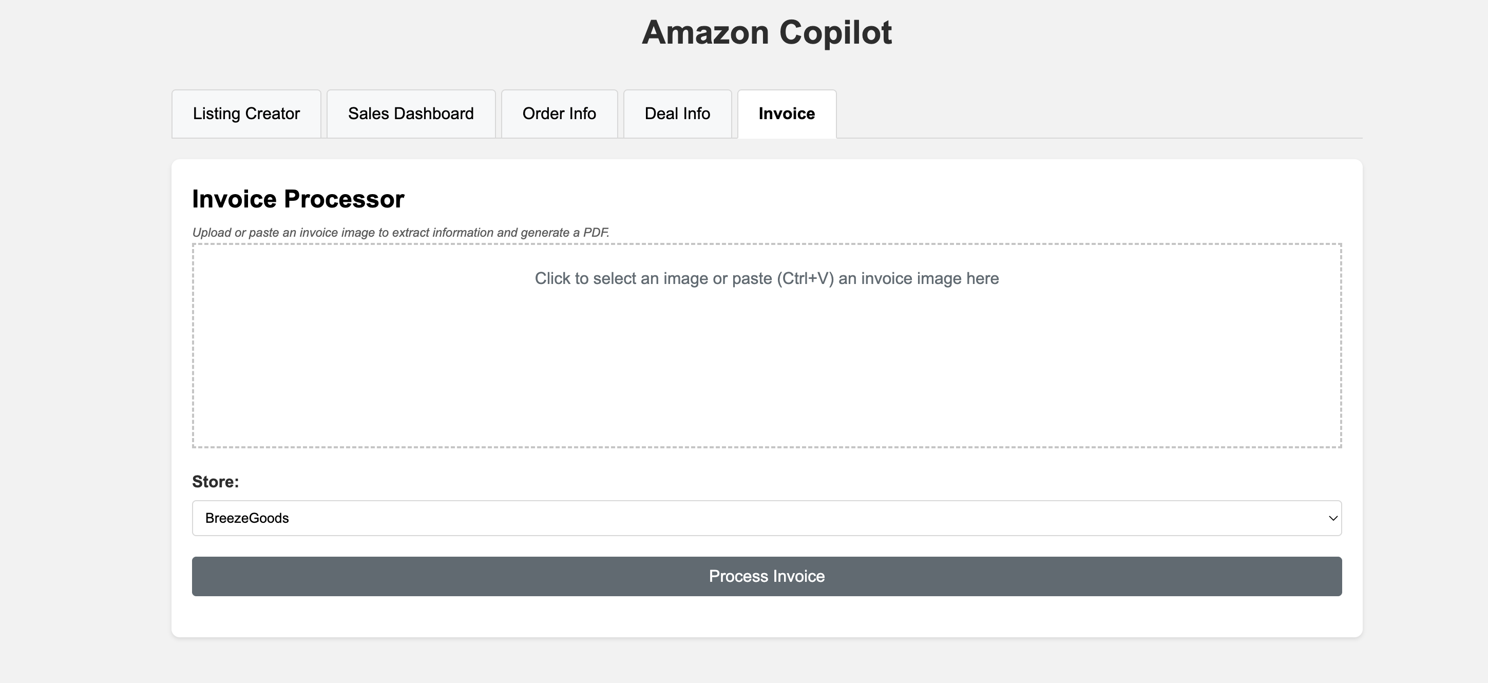 Invoice Processing Interface